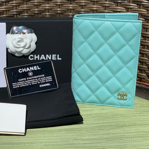 CHANEL Handbags - Chanel Tiffany Blue Passport Holder